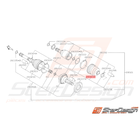 Soufflet de cardan côté boite STI 01-07 GT 93-95 et coté pont STI 01-0438442