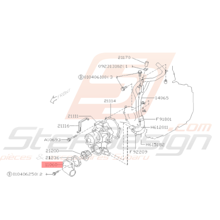 Couvercle thermostat Origine Subaru GT 93-00 WRX 01-10 STI 01-19 FORESTER Turbo 97-02/05-0738491