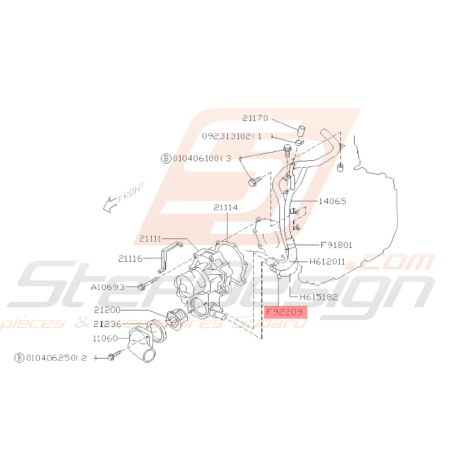 Collier durite d'eau Origine Subaru GT 93-00 WRX 06-10 STI 01-19 FORESTER 97-02/05-12 BRZ 13-1938498