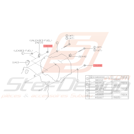 Écrou boîte (niveau guide de centrage) Subaru GT 93-00 WRX 01-10 STI 01-19 BRZ 13-19 FORESTER 97-02/05-0738963