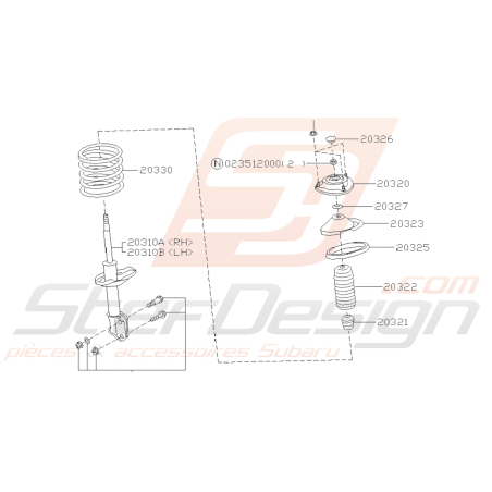 Schéma Amortisseur Avant Origine Subaru FORESTER 97-0239108