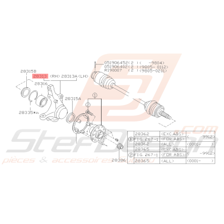 Porte Moyeu Avant Origine Subaru GT 04/99-01/01 WRX 01-07 STI 01-04 FORESTER 97-02/05-0739155