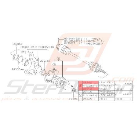 Moyeu Avant avec ABS Origine Subaru GT 93-00 FORESTER 97-02/05-0739161