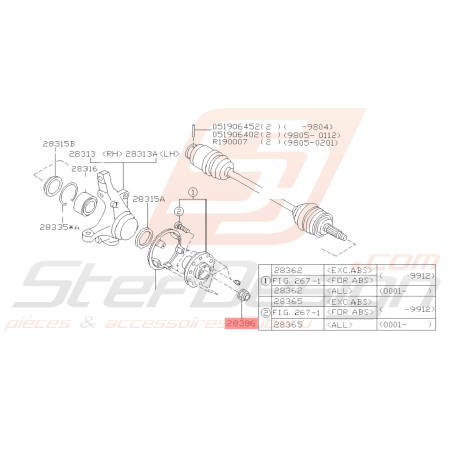 Ecrou de Cardan Origine Subaru GT 93-00 WRX STI 01-03/03 FORESTER 97-02/05-0739164