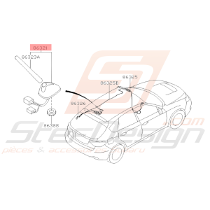 Ensemble d'Antenne Radio Origine Subaru WRX 2010 Stef Design