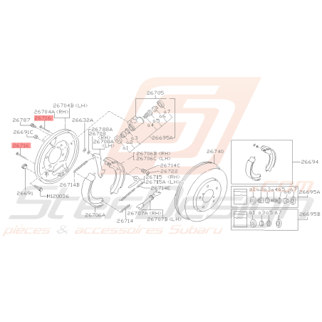 Broche Maintient mâchoire Frein à Main Origine Subaru FORESTER 97-02/05-07 GT 93-00 STI 01-07 WRX 01-0739225