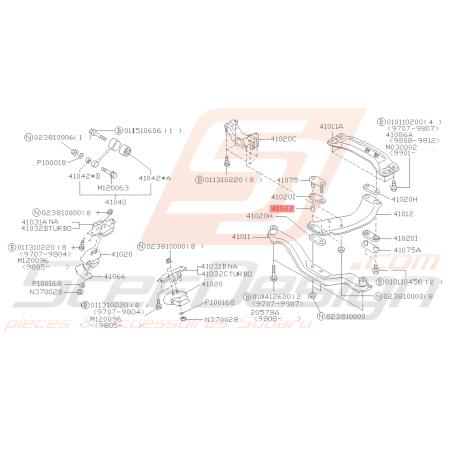 Plaque de Poutre transversale Support de Boite Subaru FORESTER 97-02/05-07 GT 97-00 WRX/STI 01-1139352