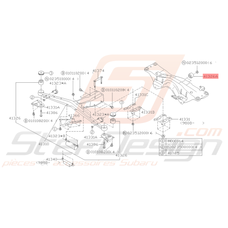 Silent bloc de support de différentiel Origine Subaru FORESTER 97-02/05-07 GT 93-0039372