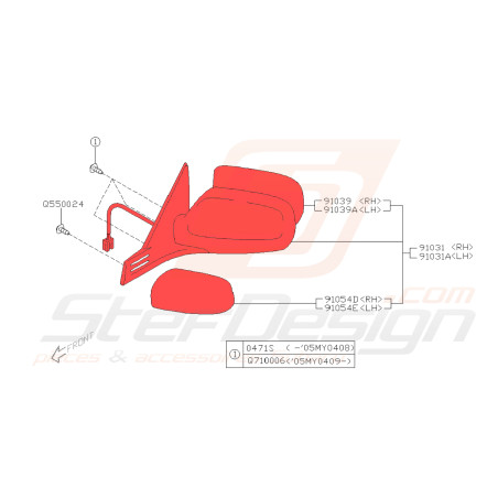 Rétroviseur pour subaru Impreza WRX 2003 berline RHD39383