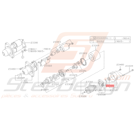 Roulement de Démarreur Origine Subaru GT 07/97-00 WRX 08-10 BRZ 13-19 FORESTER 97-02/05-0739433