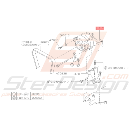 Support d'Alternateur Origine Subaru GT 93-00 WRX STI 01-14 FORESTER 97-02/05-0739445