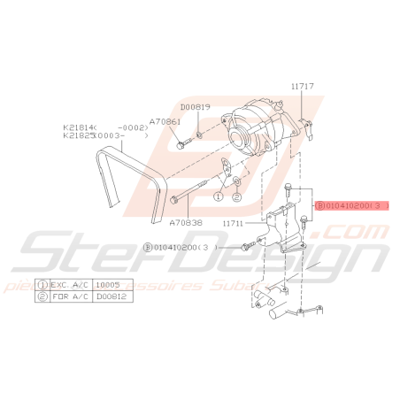 Vis Support d'alternateur et Turbo Subaru GT 94-00 WRX STI 01-14 BRZ 13 FORESTER 97-02/05-0739450