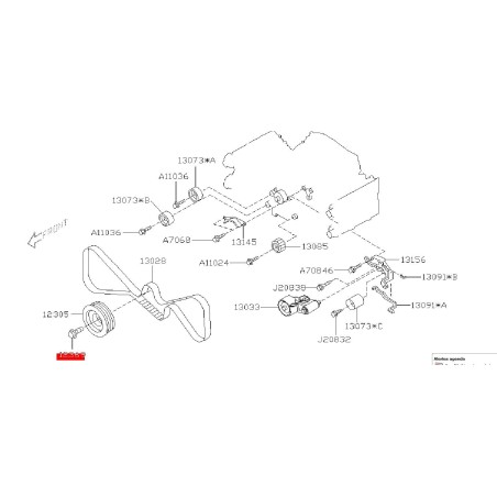 Vis de poulie vilebrequin origine SUBARU 97-16