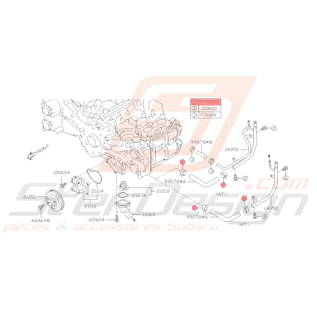 Collier durite d'eau Origine Subaru GT 93-00 WRX 06-10 STI 01-19 FORESTER 97-02/05-12 BRZ 13-1939541