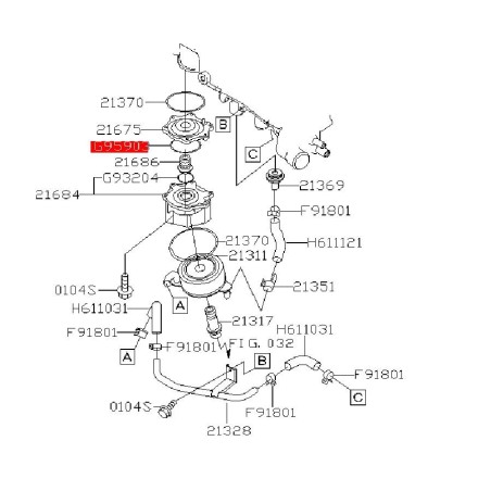 Joint torique de modine supérieur  WRX 2.5L 06-07