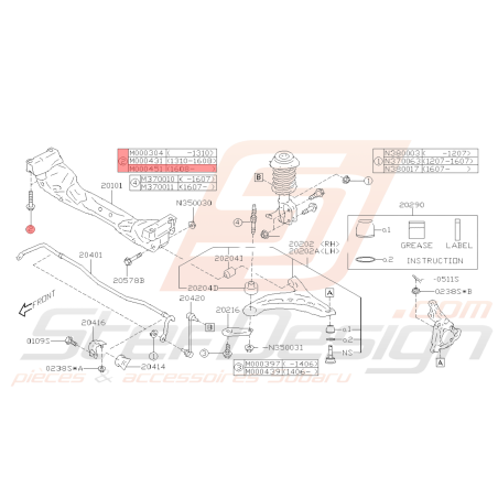 Vis de berceau avant Origine Subaru BRZ 08/2016 - 201939703