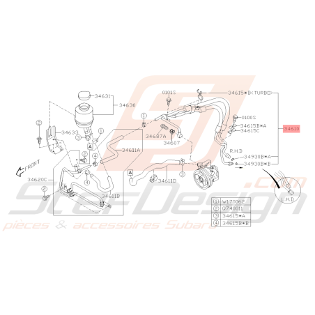 Durites Direction Assistée Origine Subaru WRX/STI 2006 - 2007 RHD39834