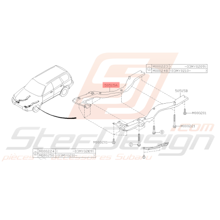 Berceau en U Origine Subaru FORESTER 200340250