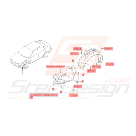 Kit de montage pare boue Complet Origine Subaru GT 93-0040701