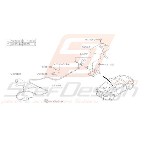 Schéma de Cable et Ouverture de Coffre Origine Subaru BRZ 2013 - 201940745