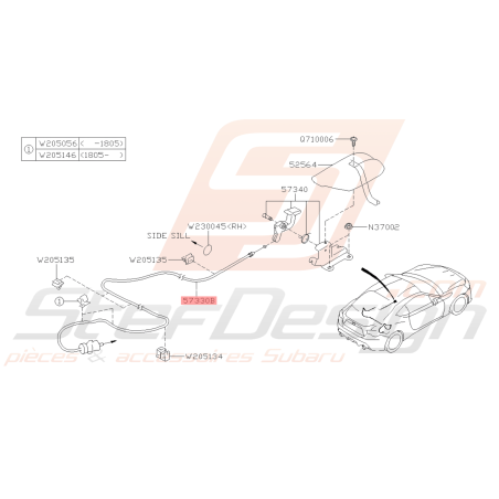 Cable d'ouverture de Trappe à Essence Origine Subaru BRZ 2013 - 201940749