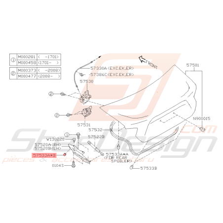 Butée de Charnière de Coffre Origine Subaru BRZ 2013 - 201940767