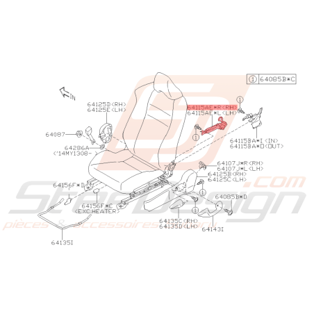Couvercle de Glissière de Siège Origine Subaru BRZ 2013 - 201940969