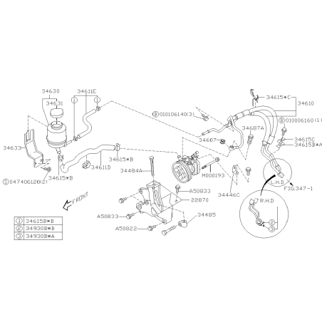 Schéma Système de Direction Assistée Forester Turbo 05/00 - 0240972