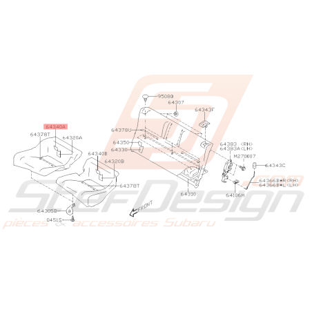 Coussin Banquette Arrière (Siège en tissu) Origine Subaru BRZ 2013 - 201940976