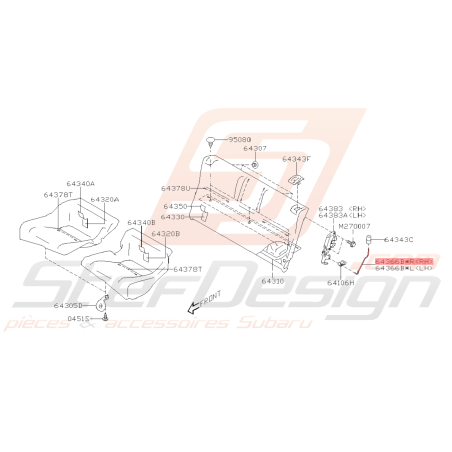Tige Rabattable Banquette Arrière Origine Subaru BRZ 2013 - 201941003