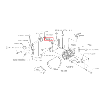Support Compresseur de Climatisation Origine Subaru Forester Turbo 08/99-0241119