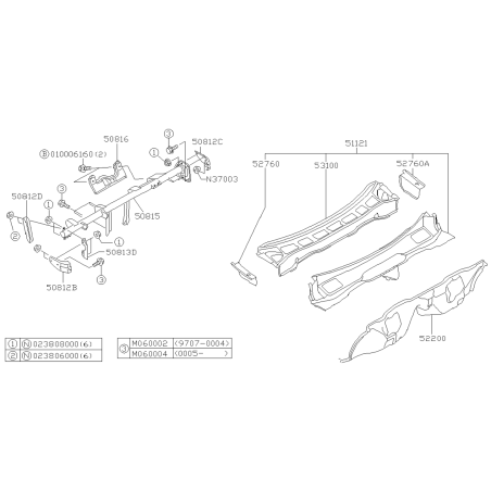 Schéma de Pédalier et Panneau Avant Origine Subaru Forester Turbo 97-0241168