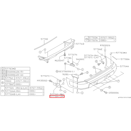 Couvercle de Pare Choc Arrière Origine Subaru Forester Turbo 97-0241260