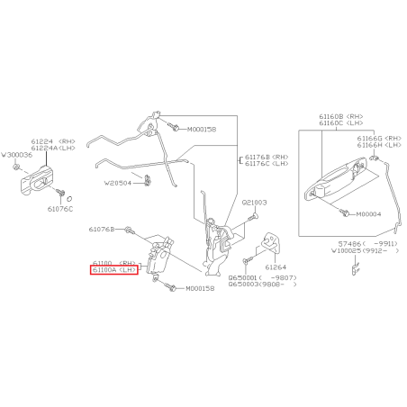 Mécanisme de Fermeture Origine Subaru Forester Turbo 97-0241289
