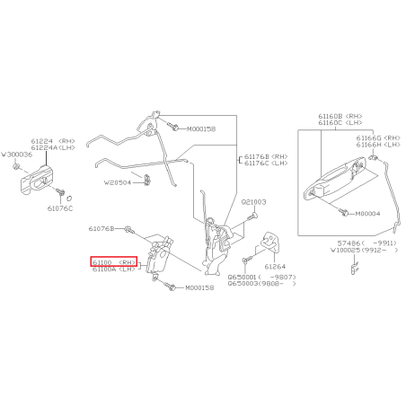 Mécanisme de Fermeture Origine Subaru Forester Turbo 97-0241290