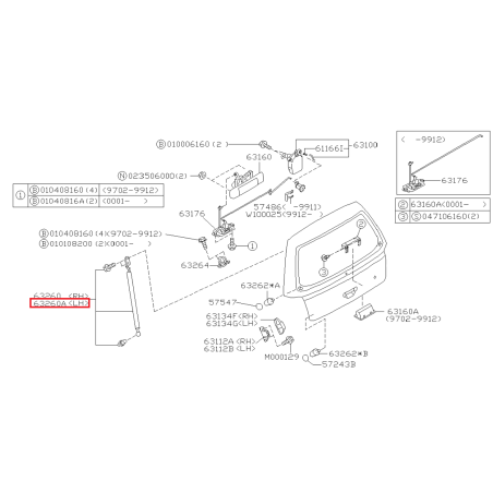 Vérin de Hayon Origine Subaru Forester Turbo 08/99-0241359