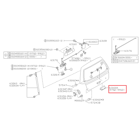 Poignée de Hayon Origine Subaru Forester Turbo 02/97-12/9941381