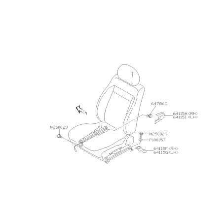 Schéma Visserie de Rail de Siège Avant Origine Subaru Forester Turbo 97-0241398
