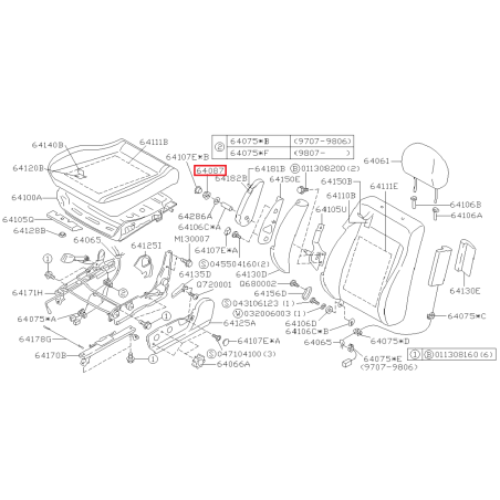 Boulon Accoudoir Origine Subaru Forester Turbo 97-0241416