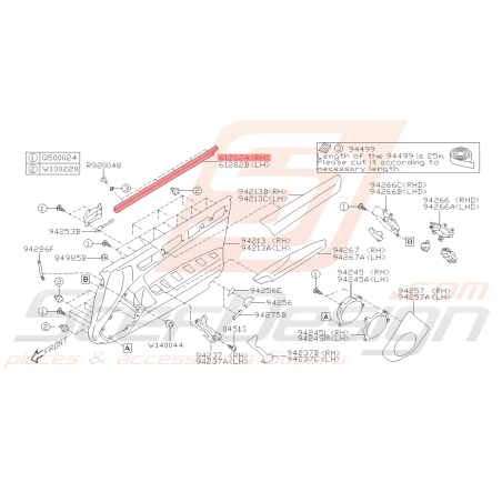 Caoutchouc d'étanchéité Porte Avant Intérieur Origine Subaru BRZ 2013 - 201941575