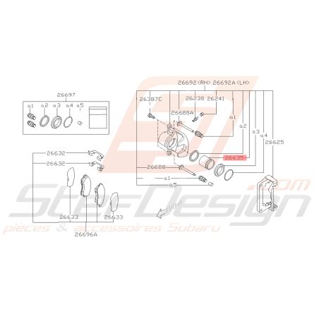 Piston d'étrier arrière Origine Subaru GT 97-00 FORESTER Turbo 05-0741618