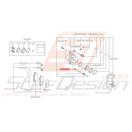 Broche de verrouillage étrier frein arrière GT 99-00 STI/WRX 01-07 FORESTER Turbo 05-0741619