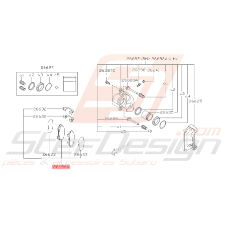 Kit plaquettes arrières et entretoises SUBARU Impreza 2.0R 2006 FORESTER Turbo 05-0741624
