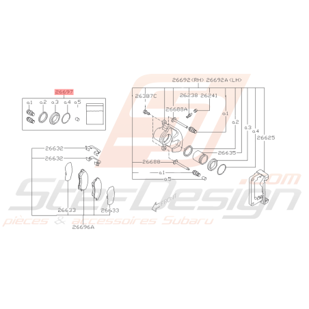 Kit réparation d'étrier arrière Subaru IMPREZA GT 99-00 / FORESTER41627
