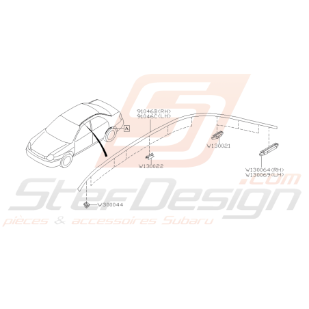Schéma de Baguette de Toit Origine Subaru WRX STI 2001 - 200741633
