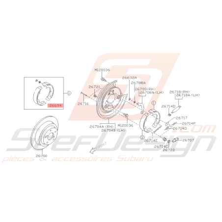 Machoires de frein à main ORIGINE SUBARU GT 93-96 WRX 01-07 FORESTER 05-0741636