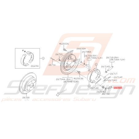 Dispositif réglage frein arrière GT 93-00 WRX/STI 01-07 FORESTER 05-0741639