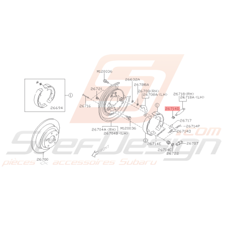 Ressort amortisseur frein a main SUBARU GT 93-00 WRX/STI 01-14 FORESTER 05-0741642