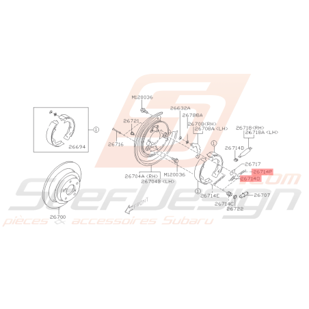Ressort frein à main SUBARU IMPREZA GT 93-00 STI/WRX 01-14 FORESTER 05-0741653