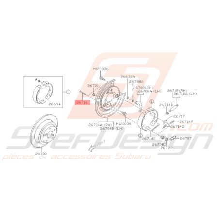 Broche Maintient mâchoire Frein à Main Origine Subaru FORESTER 97-02/05-07 GT 93-00 STI 01-07 WRX 01-0741654
